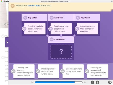 It works as a brief review or assessment of the skill of analyzing the development of a central idea. . Analyzing development of central ideas iready quiz